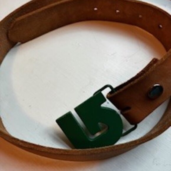 Burton logo brown leather belt, 36" length, 1 and 1/4" width, 5 holes - Picture 6 of 6